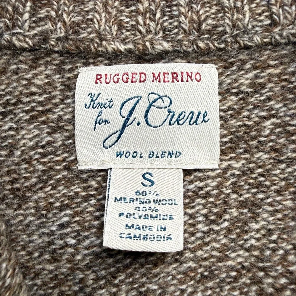 J Crew Rugged Merino Sweater Men's S Brown Wool Blend 1/4 Zip Mock Neck - Picture 7 of 11